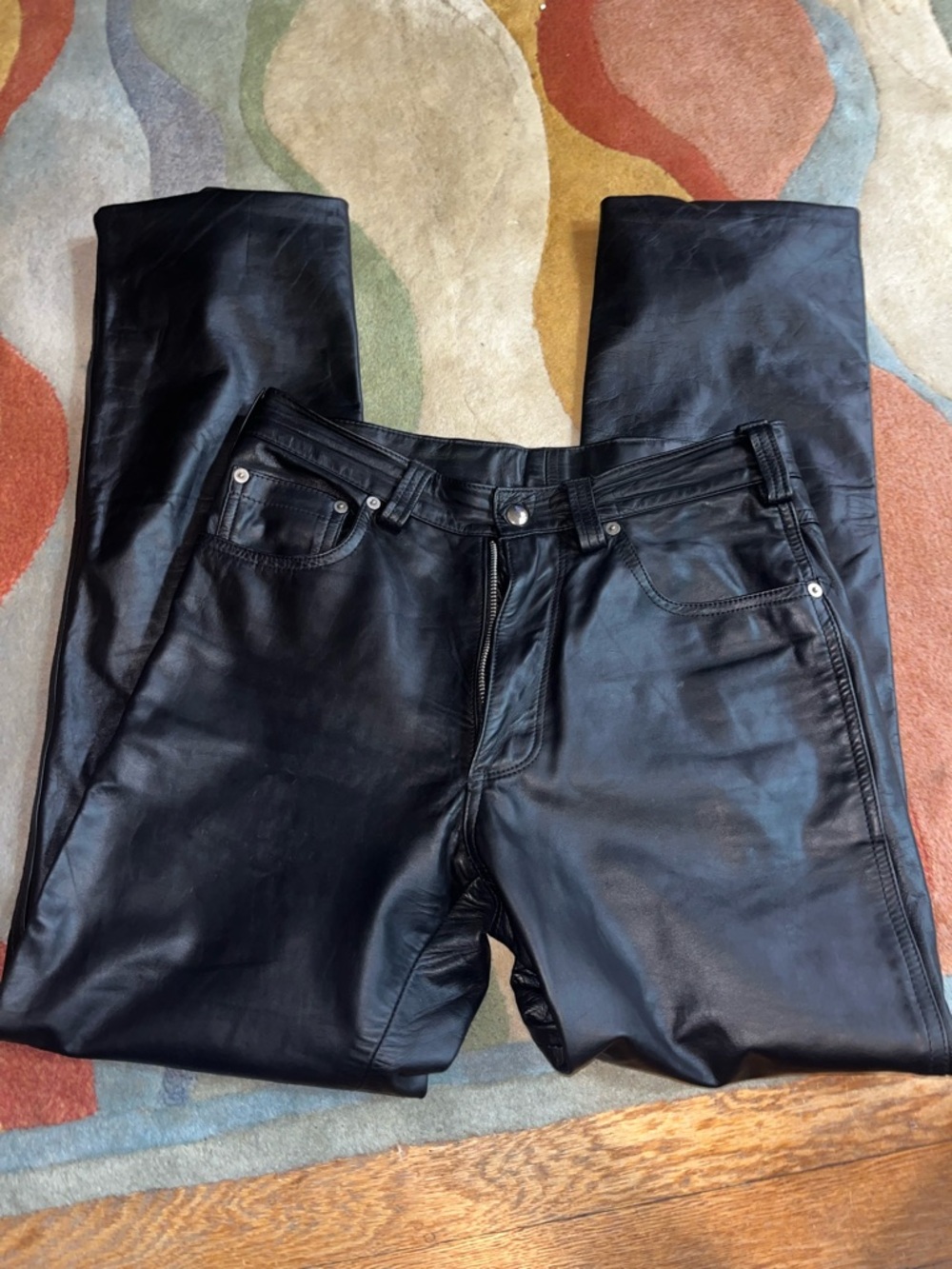 Rubio leather Black Leather Jeans - Classic Zip Front orginal leather